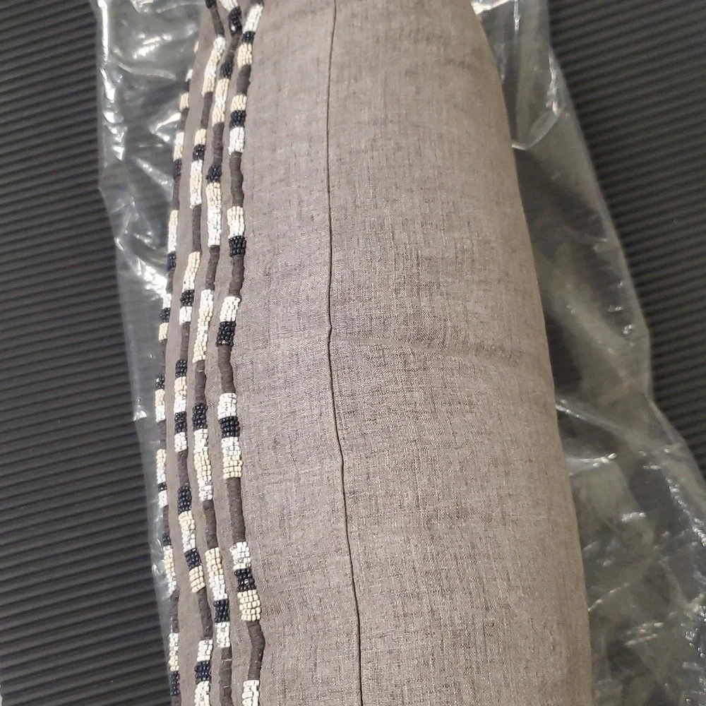 Hotel Collection Grey Beaded Accent Pillow NWT